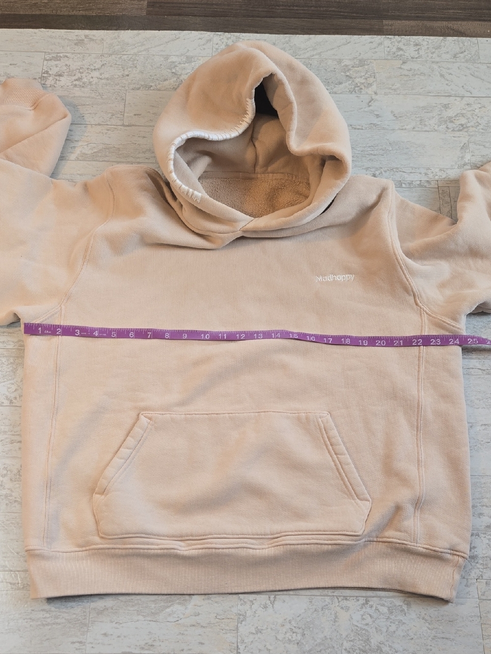 Madhappy Classics Fleece Hoodie Size Large Beige - Picture 8 of 11